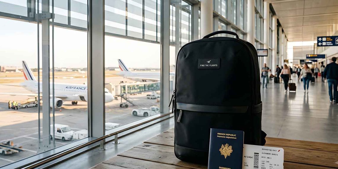 La checklist ultime avant de prendre l'avion : Tout ce qu'il faut vérifier (Guide complet 2026) 1 Checklist complète et documents posés sur une table de terminal d'aéroport avant d'embarquer dans un avion.