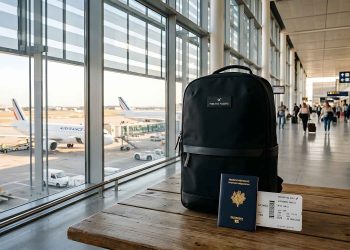 La checklist ultime avant de prendre l'avion : Tout ce qu'il faut vérifier (Guide complet 2026) 3 Checklist complète et documents posés sur une table de terminal d'aéroport avant d'embarquer dans un avion.