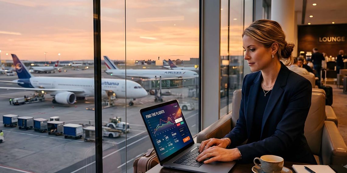 J'ai testé Google Flights pendant 30 jours : mon verdict (Avis complet 2026) 1 Interface épurée du moteur de recherche de vols Google Flights sur un écran d'ordinateur.