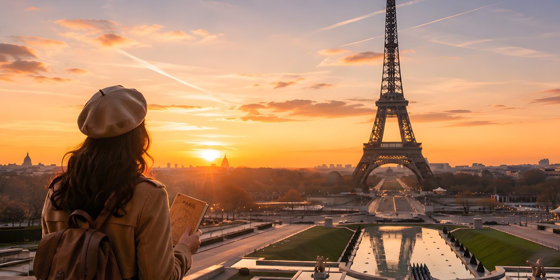 7 jours à Paris : mon itinéraire complet et mon budget réel (Guide 2026) 1 Vue de la Tour Eiffel depuis l'esplanade du Trocadéro au lever du soleil lors d'un séjour de 7 jours à Paris.