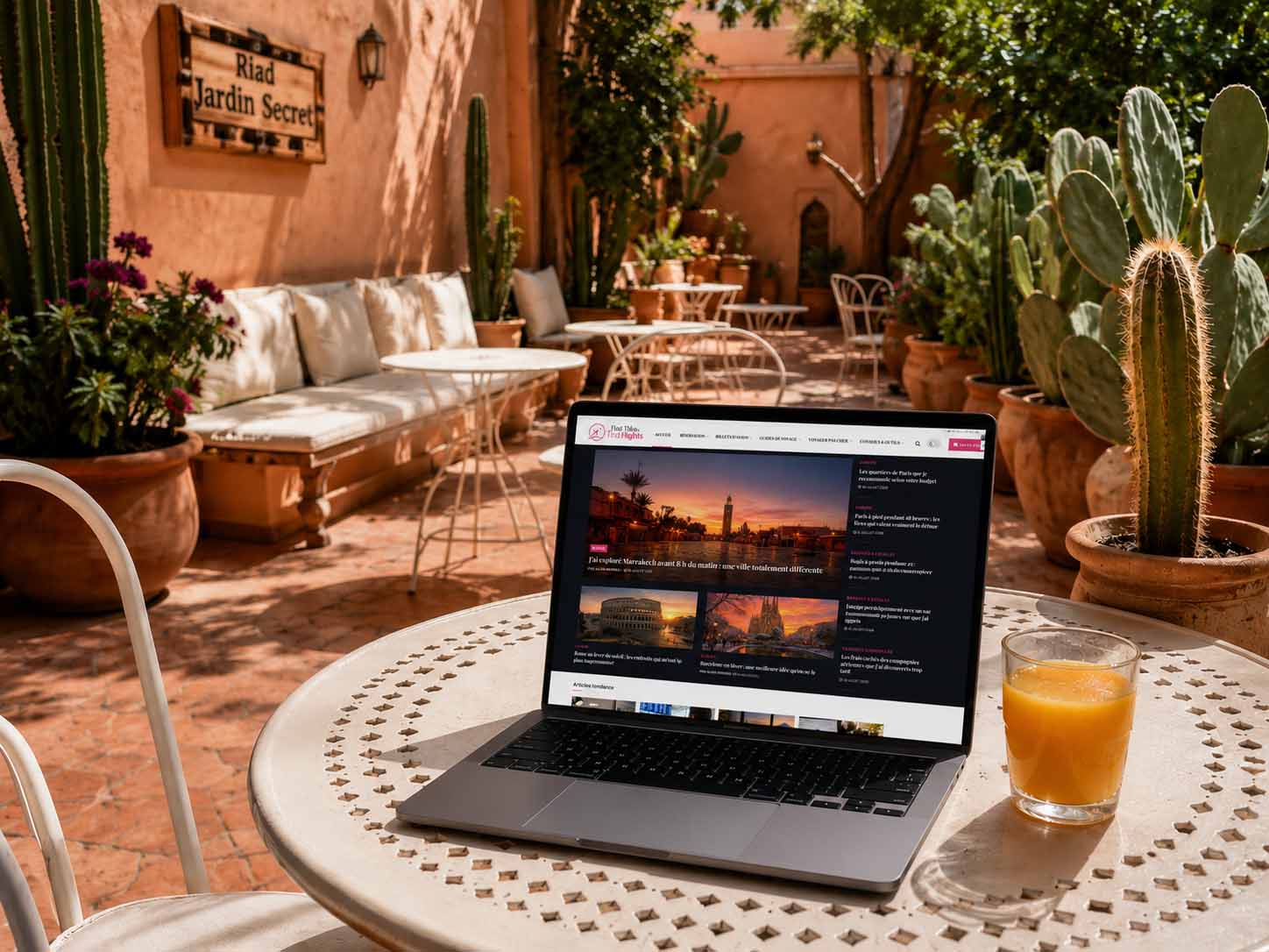 Les cafés de Marrakech où j'ai aimé travailler pendant mon voyage 3 Un patio calme et ombragé à Guéliz pour faire du télétravail loin du bruit.