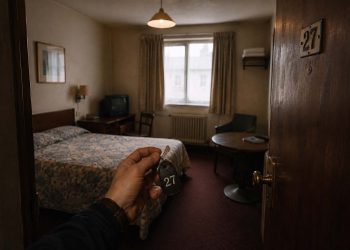 Le pire hôtel que j'ai réservé… et ce que j'ai appris 2 Vue depuis l'entrée d'une chambre d'hôtel décevante illustrant les erreurs de réservation de voyage.